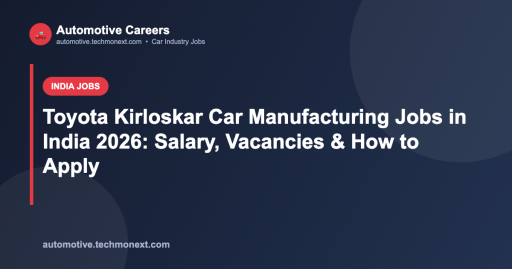 Toyota Kirloskar Car Manufacturing Jobs in India 2026: Salary, Vacancies & How to Apply