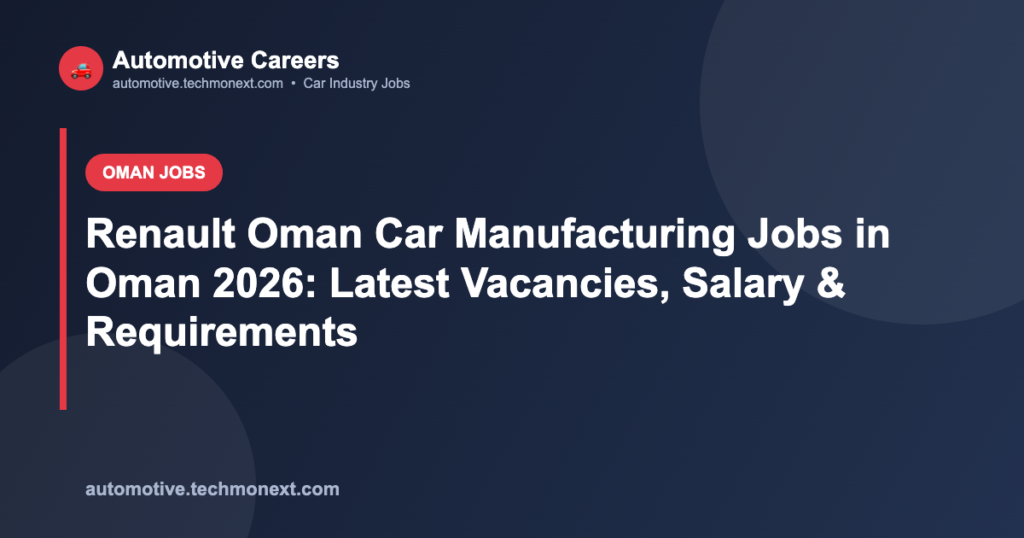 Renault Oman Car Manufacturing Jobs in Oman 2026: Latest Vacancies, Salary & Requirements
