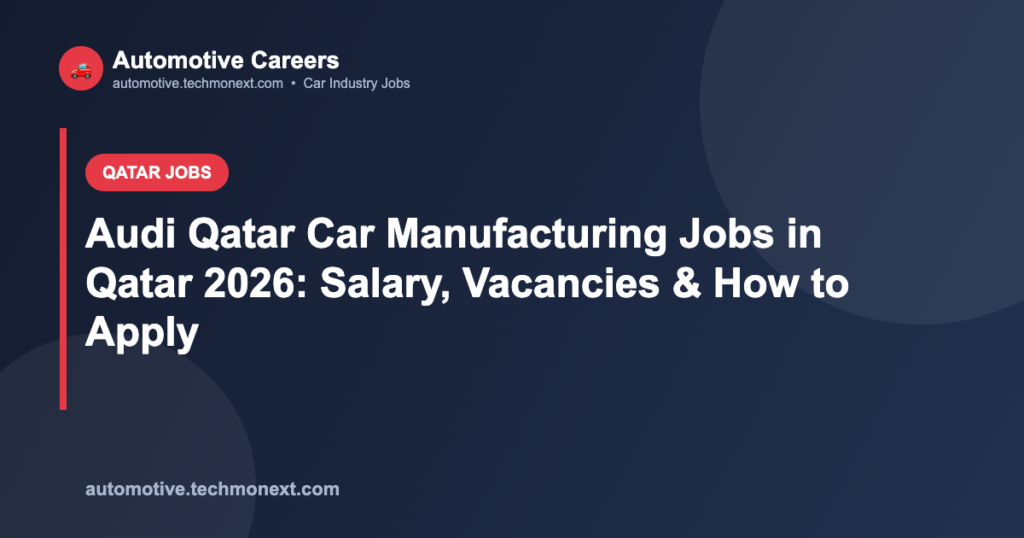 Audi Qatar Car Manufacturing Jobs in Qatar 2026: Salary, Vacancies & How to Apply