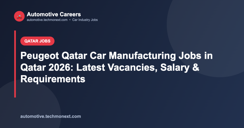 Peugeot Qatar Car Manufacturing Jobs in Qatar 2026: Latest Vacancies, Salary & Requirements