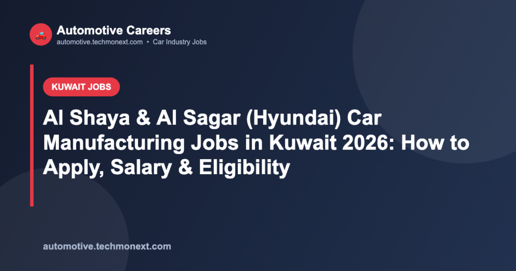 Al Shaya & Al Sagar (Hyundai) Car Manufacturing Jobs in Kuwait 2026: How to Apply, Salary & Eligibility Al Shaya & Al Sagar (Hyundai) Car Manufacturing Jobs in Kuwait 2026: How to Apply, Salary & Eligibility