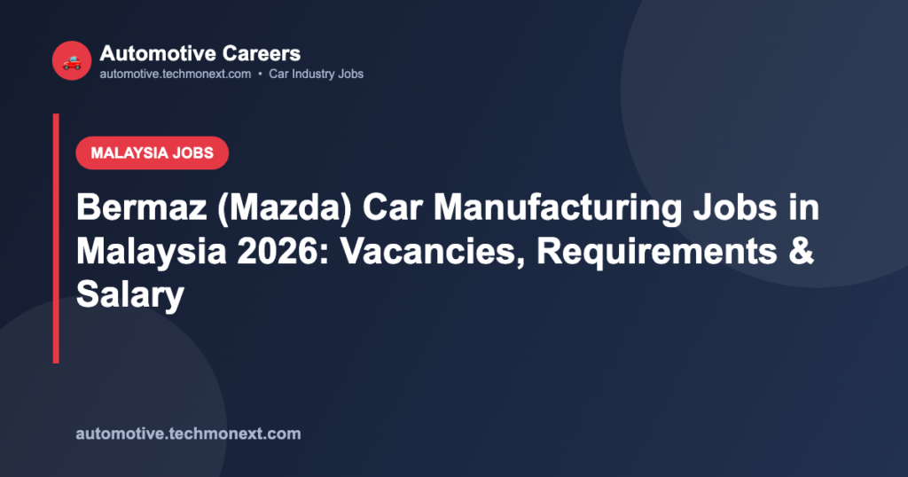 Bermaz (Mazda) Car Manufacturing Jobs in Malaysia 2026: Vacancies, Requirements & Salary