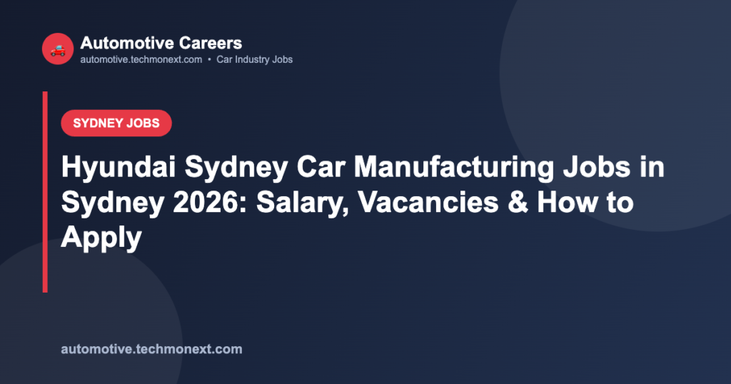 Hyundai Sydney Car Manufacturing Jobs in Sydney 2026: Salary, Vacancies & How to Apply