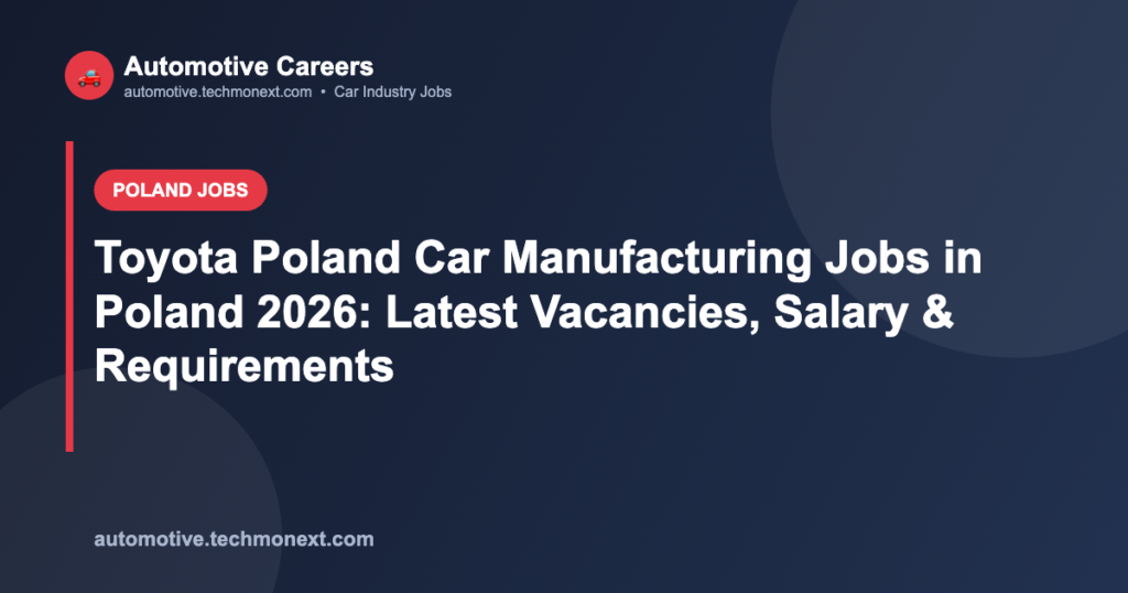Toyota Poland Car Manufacturing Jobs in Poland 2026: Latest Vacancies, Salary & Requirements