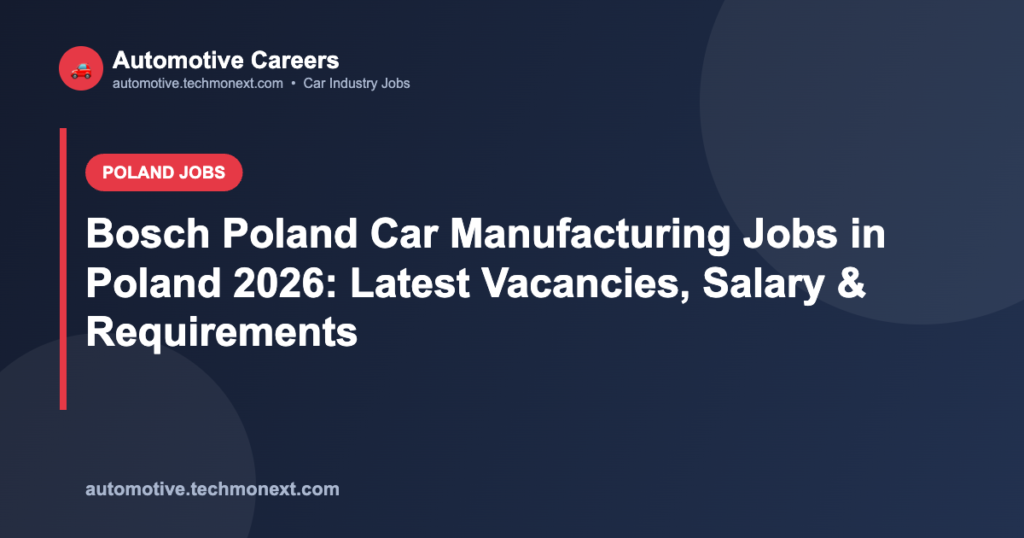 Bosch Poland Car Manufacturing Jobs in Poland 2026: Latest Vacancies, Salary & Requirements